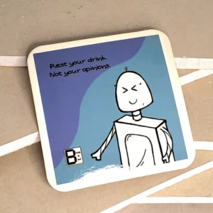Σουβέρ με σκιτσάκι του Bling και την φράση 'rest your drink, not your opinions'